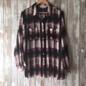 Jack By BB Dakota Sheer Button Down Blouse